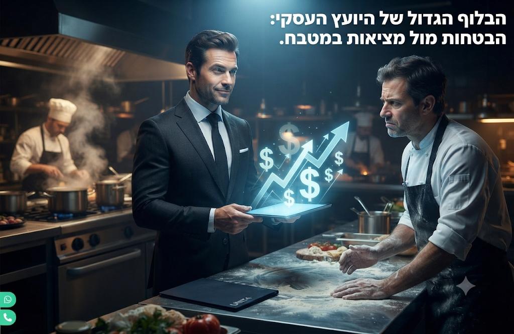 רואה חשבון למסעדות ומסעדן מודאג במטבח